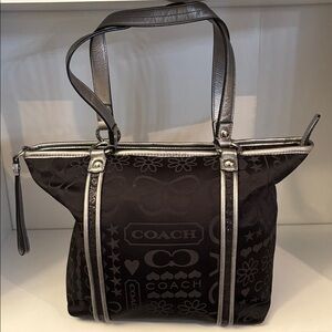 Coach Black and Silver Tote Bag